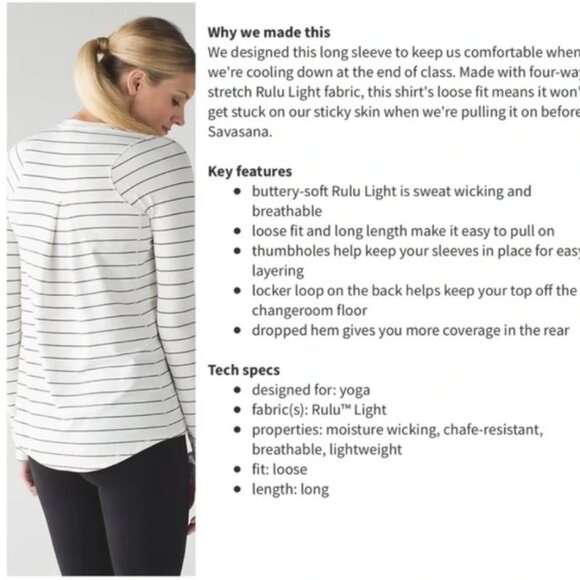 RARE Lululemon Tuck and Flow Long‎ Sleeve Striped Top - Picture 9 of 13